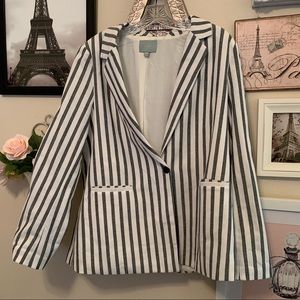 Skies Are Blue navy and white blazer.